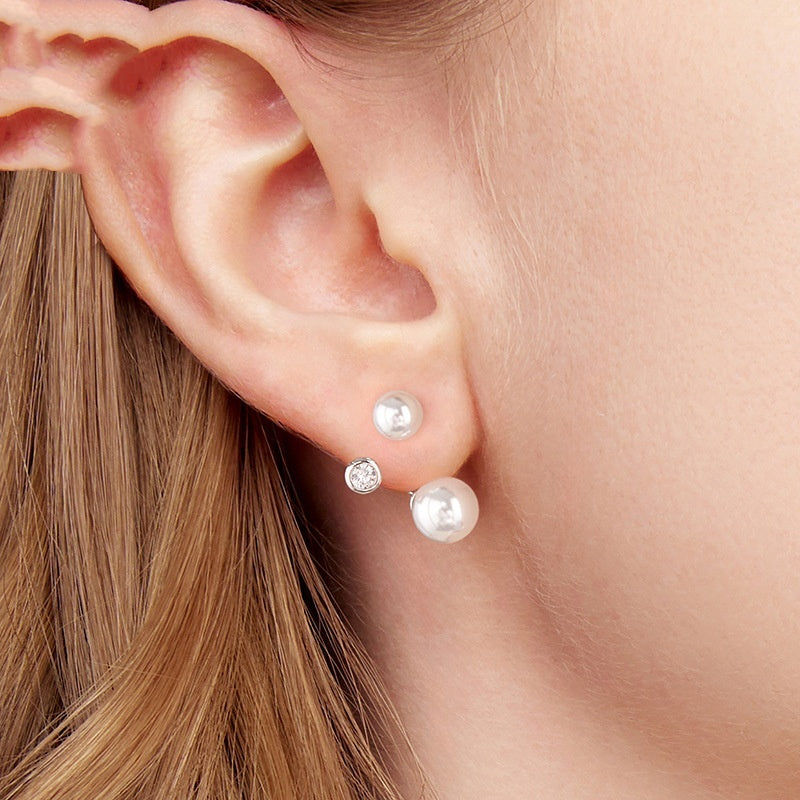 Dainty 2-Way Pearl Stud Earrings
