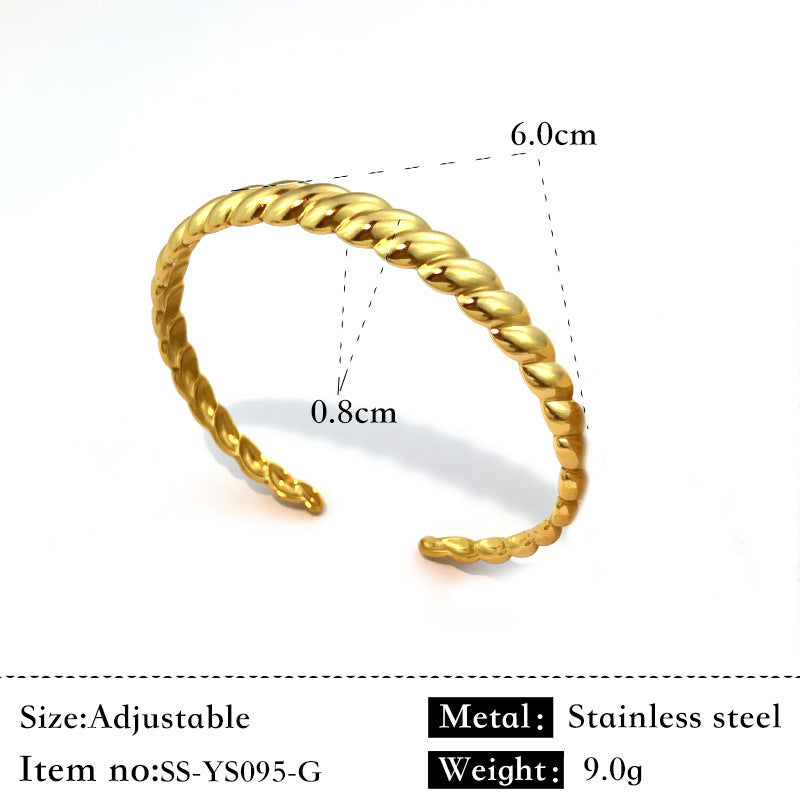 Durable Flower Design Titanium Steel 18K Plated Open Bracelet