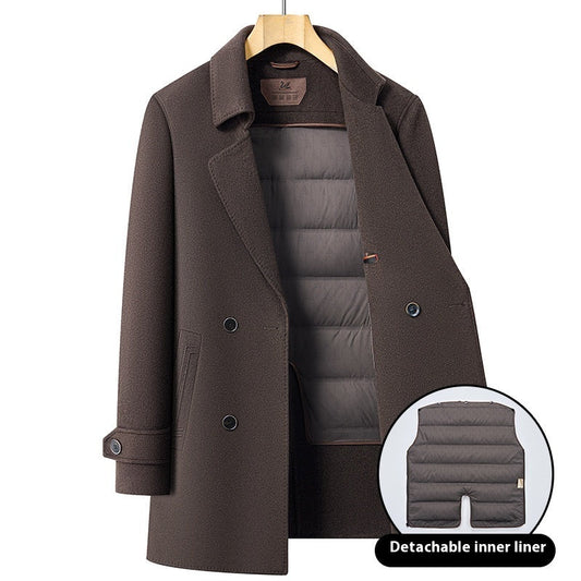 Premium Men's Wool Blend Topcoat | Mid-Length Double-Sided Suit Collar