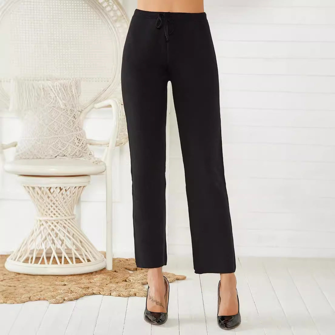 Warm & Slim Fit Mid-Waist Stretch Pants