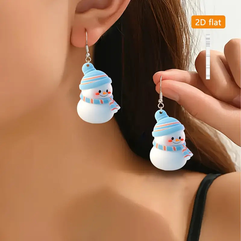 Charming Cartoon Snowman Holiday Earrings
