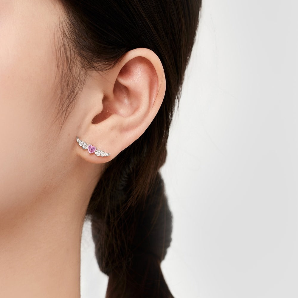 Light Luxury Zircon Heart Dangle Earrings