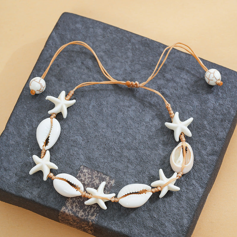 Hand-Woven Starfish & Shell Charm Bracelet