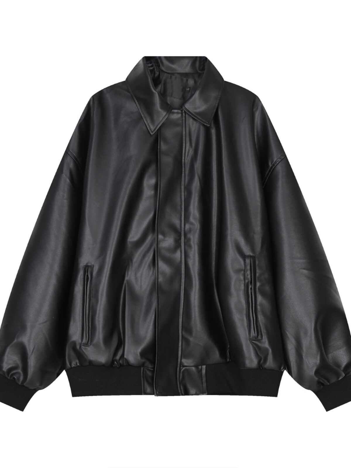 Men's Loose Casual PU Leather Jacket | Short Zip-Up Lapel Biker Style