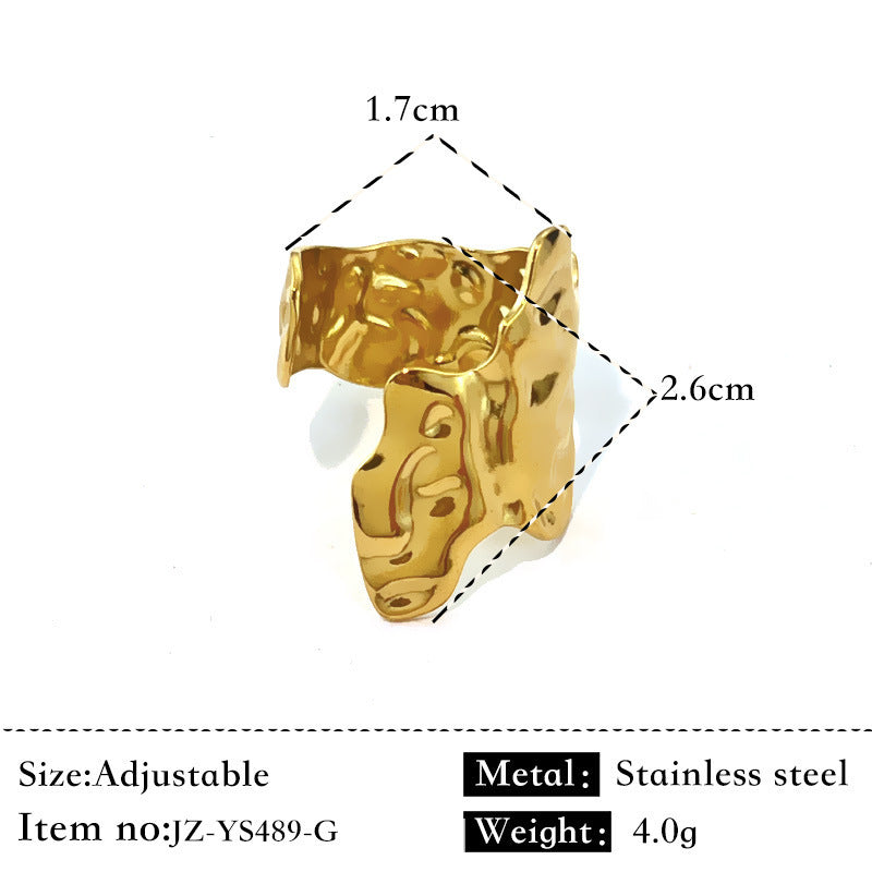 Simple Glossy Stainless Steel 18K Gold Plated Ring