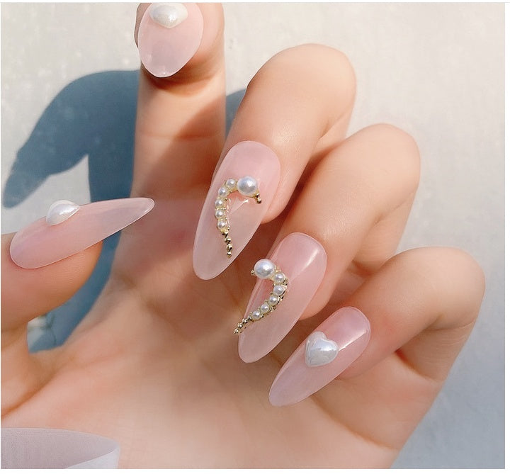 Rhinestone & Alloy Heart Nail Decoration Set