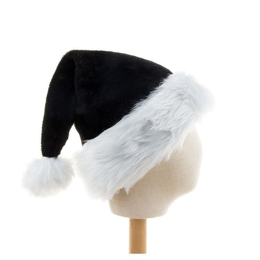 Halloween & Christmas Black Plush Santa Hat