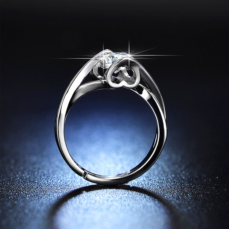 Women's Elegant 1 Karat Moissanite Angel Kiss Ring