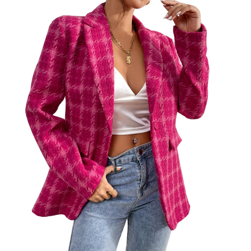 European And American Elegant Plaid Coat Mid-length