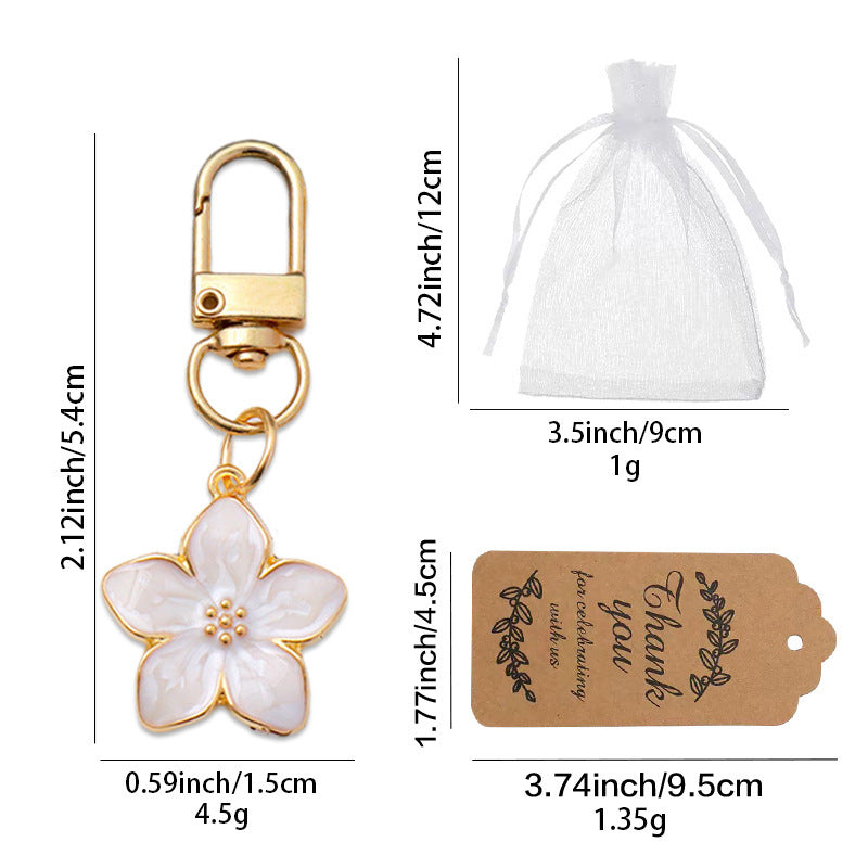 Chic Cherry Blossom Flower Oil Drip Keychain/Necklace