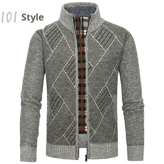 Fashion Men's Sweater Stand Collar Zipper Cardigan Outerwear