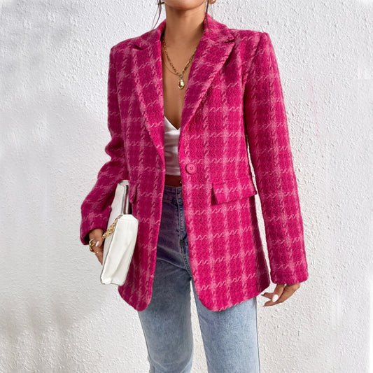 European And American Elegant Plaid Coat Mid-length
